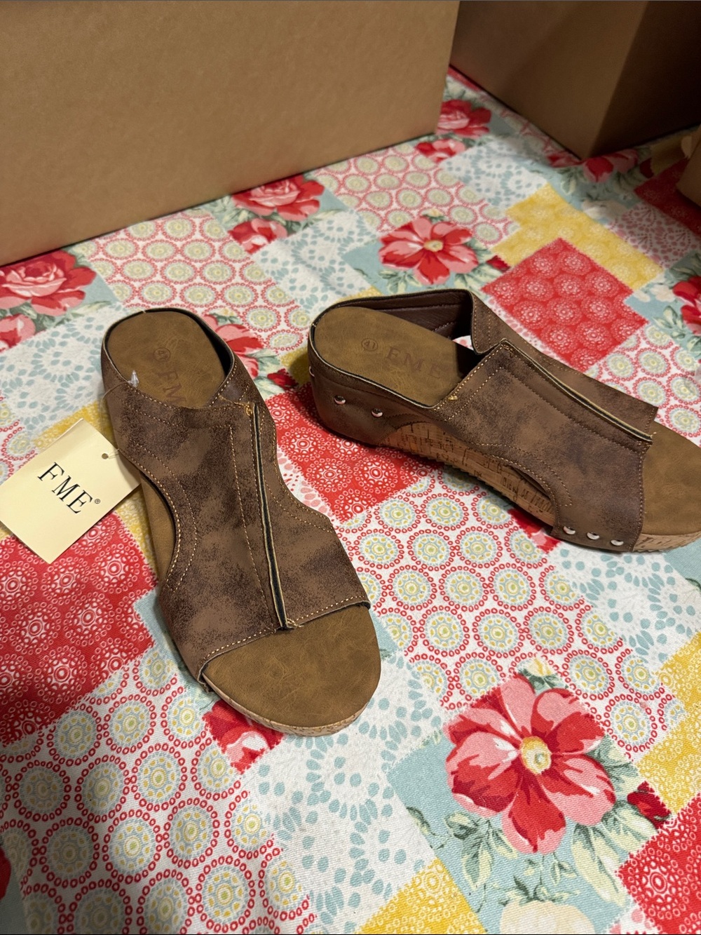 ME Makeover Essentials Brown Open-Toe Slip-On Clogs with Stud Detail
